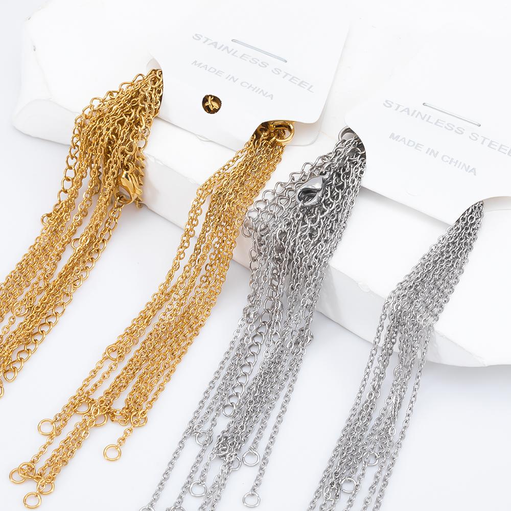 10pcs 5pcs Stainless Steel Bracelet Adjustable O Chain with Extension Chain Lobster Clasp DIY Bracelet Making Jewelry Findings