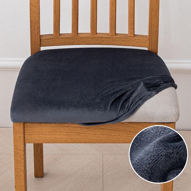 Velvet Stretch Fit Chair Seat Covers,Soft Solid Color Dining Chair Cover Removable Washable Chair Protector for Kitchen, Hotel