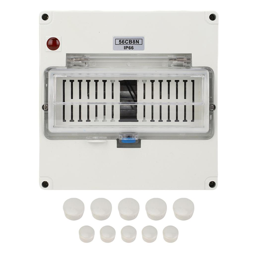 Power Distribution Box with Indicator Light 8 Way Outdoor Circuit Breaker Enclosure IP66 Water Proof Plastic