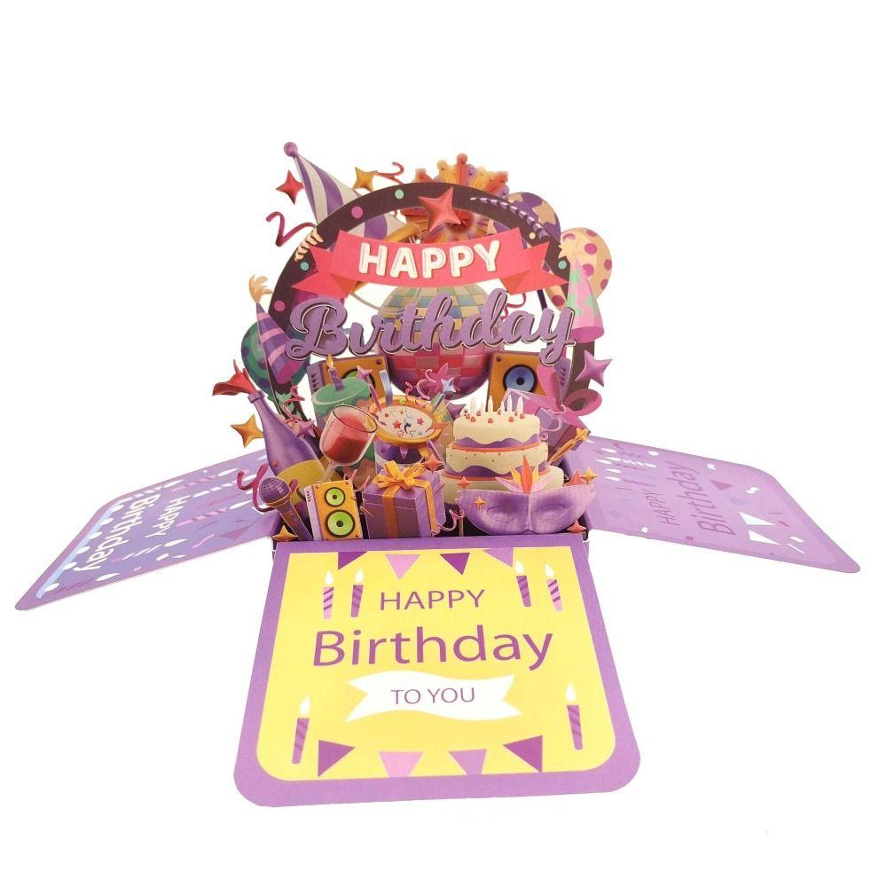 Bouquet Flower 3D Pops-up Bouquet Happy Birthday Greeting Card Fashion Paper Flowers