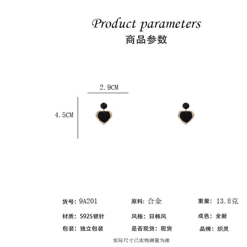 Silver Needle Korean New Product High Sense Rhombus Flash Diamond Love Earrings Temperament Personality Versatile Earrings Women