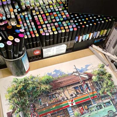 Ensemble de marqueurs à alcool à double pointe de 48 couleurs pour projets artistiques et aquarelle