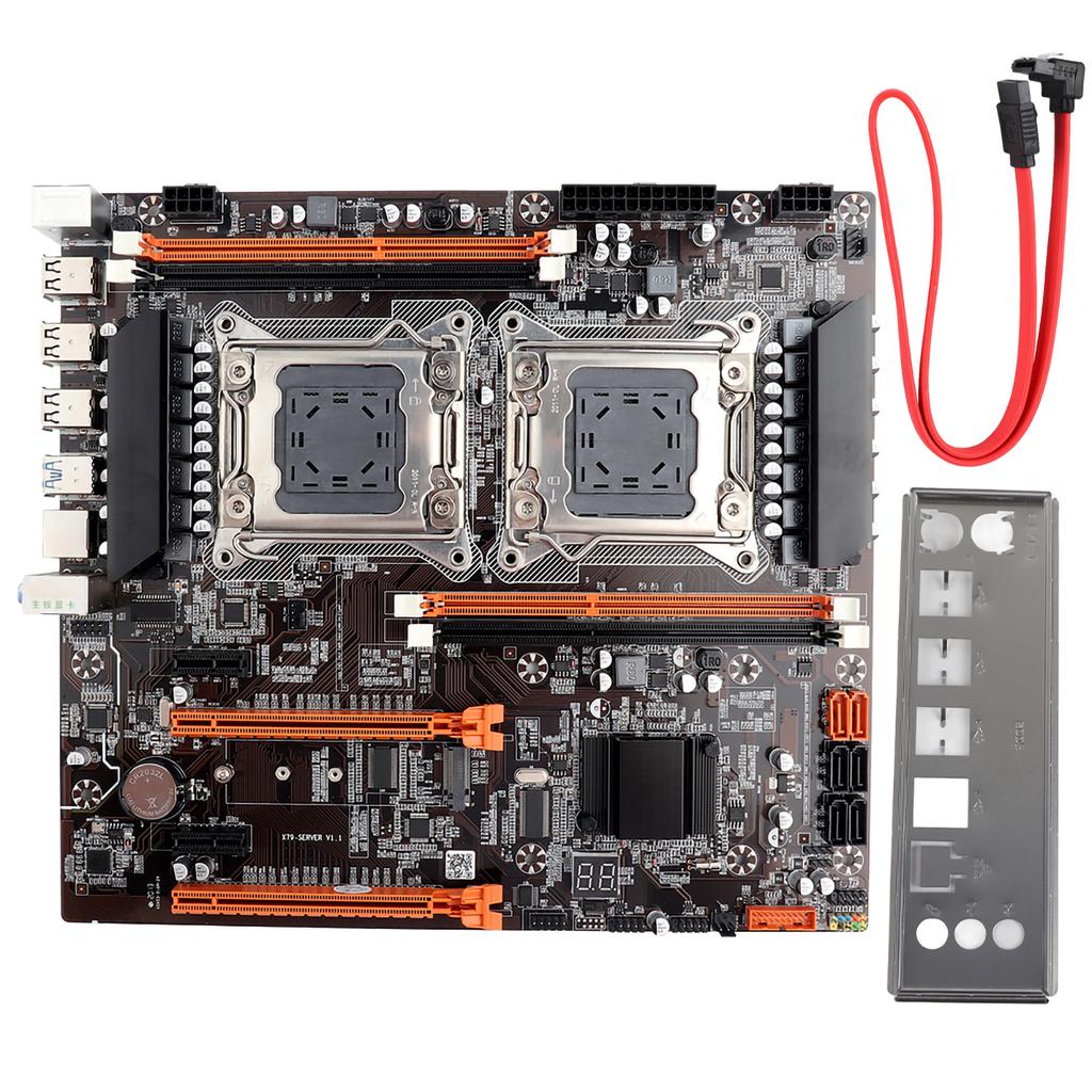 Desktop-Motherboard mit zwei Sockeln, integrierte Rückseite 2 x USB 3.0 Gigabit-LAN-Karte X79 mit SATA-Kabel