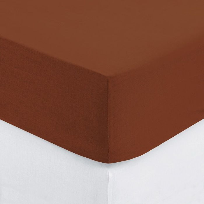 Drap housse coton uni 90 x 190 cm Couleur moderne terracotta