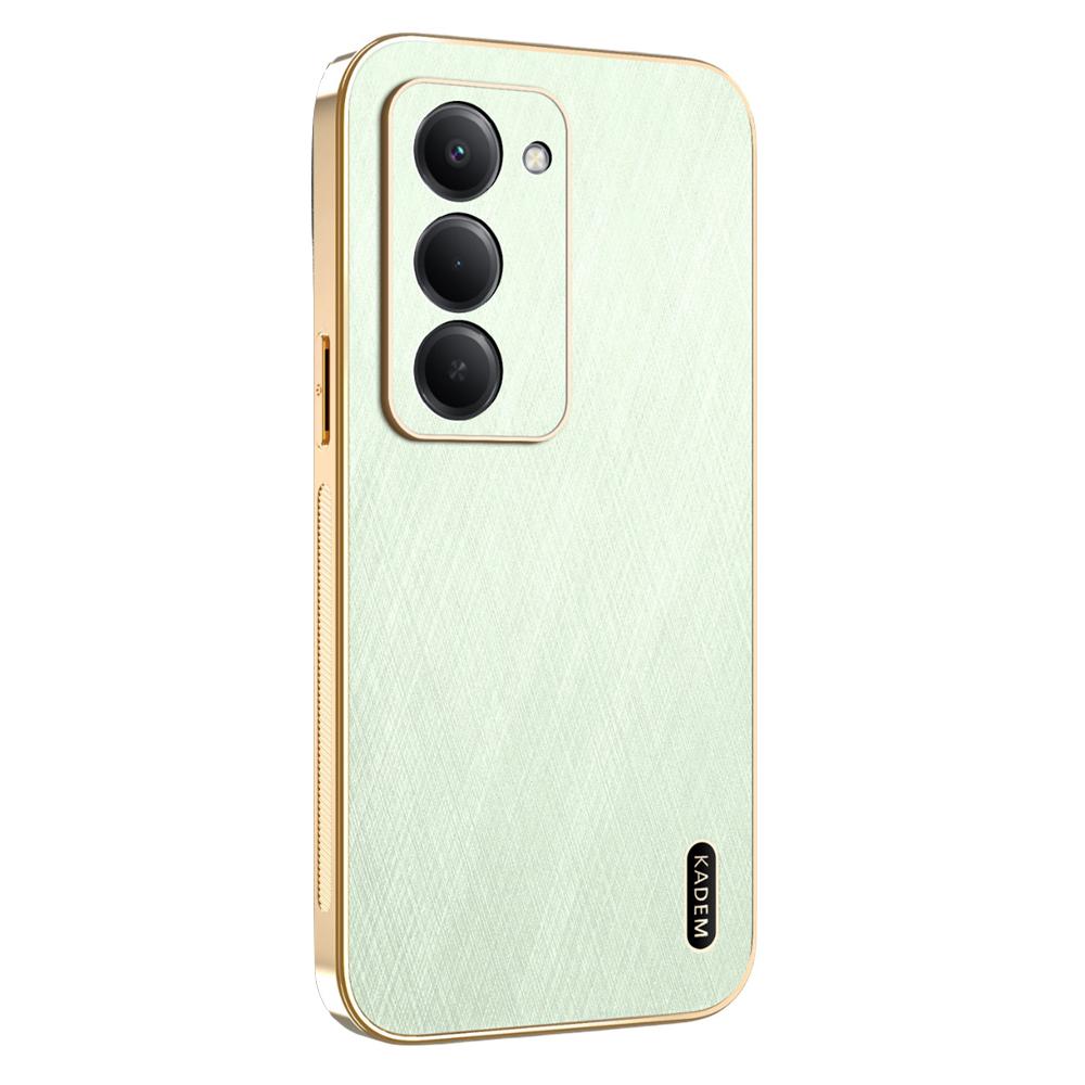 Pro Xiaomi Redmi 15 4G (EU) (171 mm) Pouzdro Elektroplating Hedvábná Textura PU+TPU Kryt Zadní Strany Telefonu