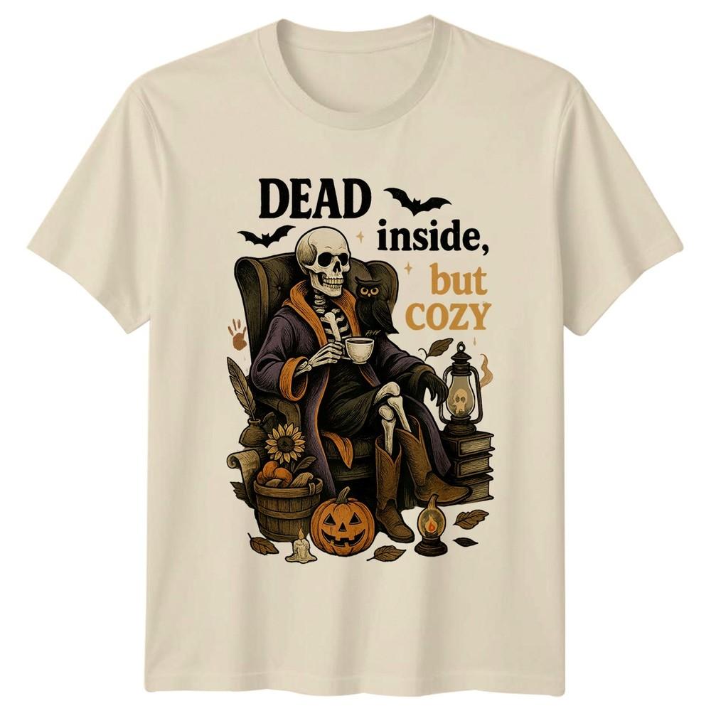 Dead Inside But Cozy Skeleton Halloween Unisexs Unisexs Graphic Tee