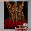 2D Flat Printing 2pcs Happy Valentine's Day Party Curtains Valentine's Day Leopard Digital Printed Polyester Drapes Party