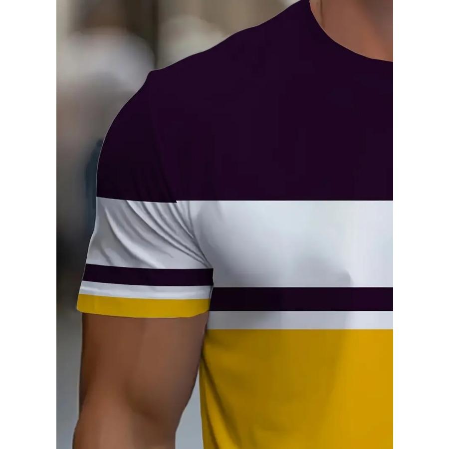 Men Bird Striped T Shirt Short Sleeve O-Neck TShirt Vintage Sport Casual Large Size T-Shirts Men’s