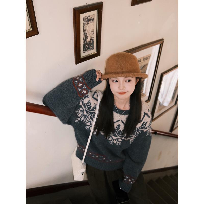 Fashion knitted curled dome top hat women's autumn and winter fashion big head circumference fisherman hat children's basin hat