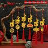 Lunar New Year 2027 Goat Hanging Ornament Gold Lucky Design Red Tassels for Spring Festival Family Gathering Decor