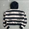 Felpa a righe stampata design retrò europeo e americano personalità di nicchia strada Harajuku maglione unisex nero