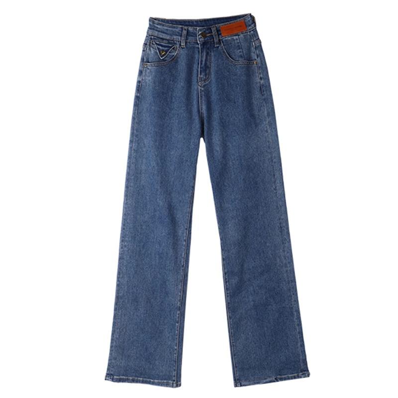 Women's High Waist Straight Leg Jeans - Spring 2025 Fashion, Slimming Blue Wide Leg Design
