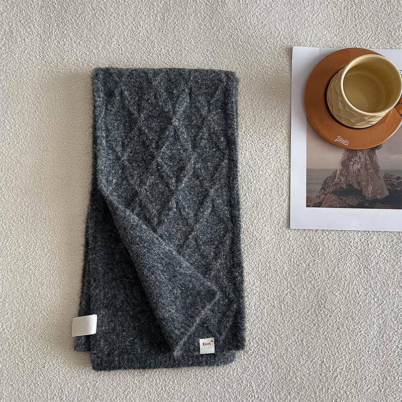 Holiday Gift Luxury Women'S Scarf Autumn/Winter  Collection Solid Color Korean Knitted Scarf Warm Shawl Fashion
