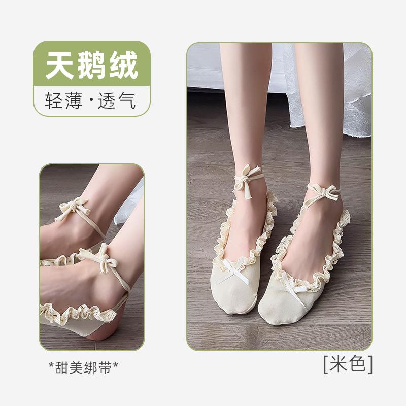 Socks, Boat Socks, Summer Light Ice Socks, Lace Ballet Style Bow Straps, Invisible Socks, Socks Industry