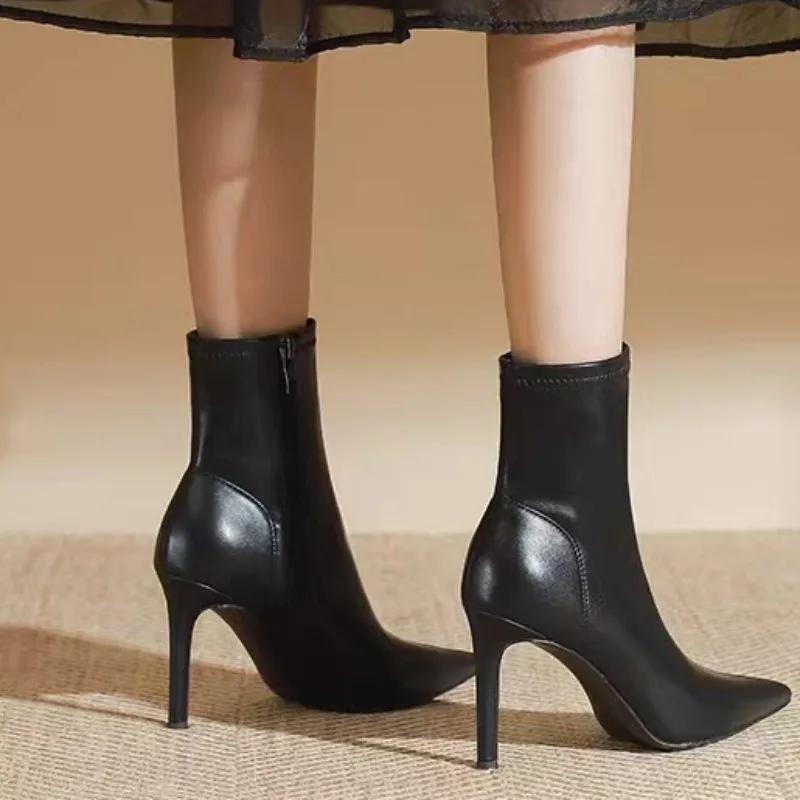Women's Shoes 2024 High Quality Ankle Women's Boots Fashion Side Zipper Modern Boots Women Sexy Pointed Toe Shoes for Women