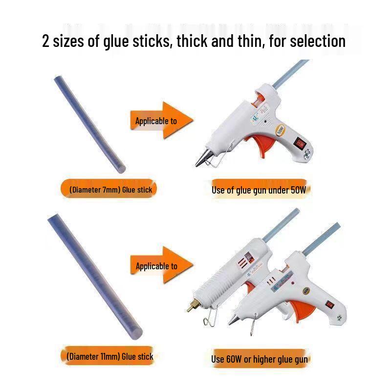 High-Viscosity Hot Melt Glue Sticks for Glue Gun, 7mm & 11mm, High Transparency, Ideal for Children's Crafts & Household Use