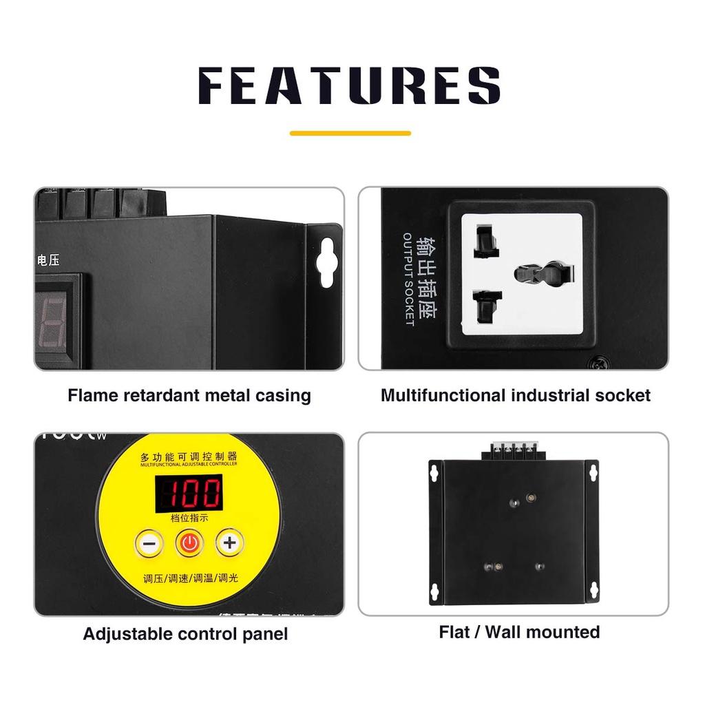 Regulator Napięcia 2500W 220V AC Kompaktowy Kontroler Napięcia o Zmiennej Prędkości Przenośny Ściemniacz z Regulacją Napięcia