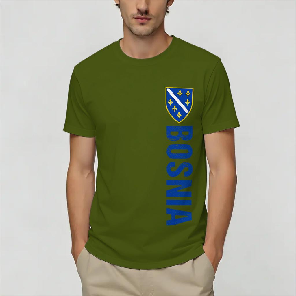 Fashion Bosnia and Herzegovina Flag TShirt Unisex Round Neck 100 Cotton T Shirt Short Sleeve Tee Shirt Classic Clothing