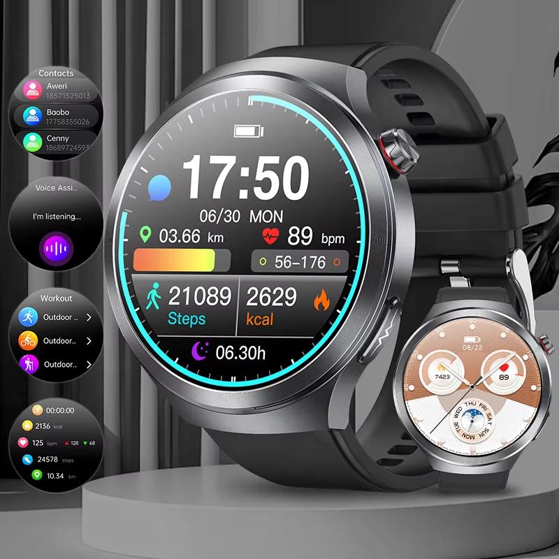 שעון חכם חדש 2025 ECG גברים מסך AMOLED 1.73 אינץ' זיהוי רגשי שעוני ניטור עייפות בקרת גישה NFC שעון חכם