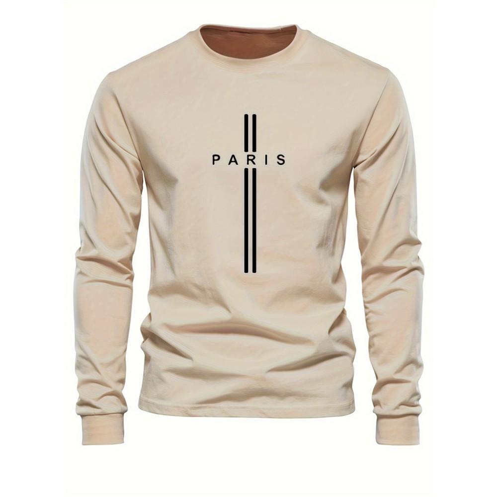Men's Graphic Design Round Neck Long Sleeved Sports T-shirt