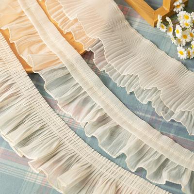 2 Meters Pleated Lace Fabric For Sewing Needlework Accessories Clothing Diy Crafts Supplies Skirts Fringe Ribbons Trimming