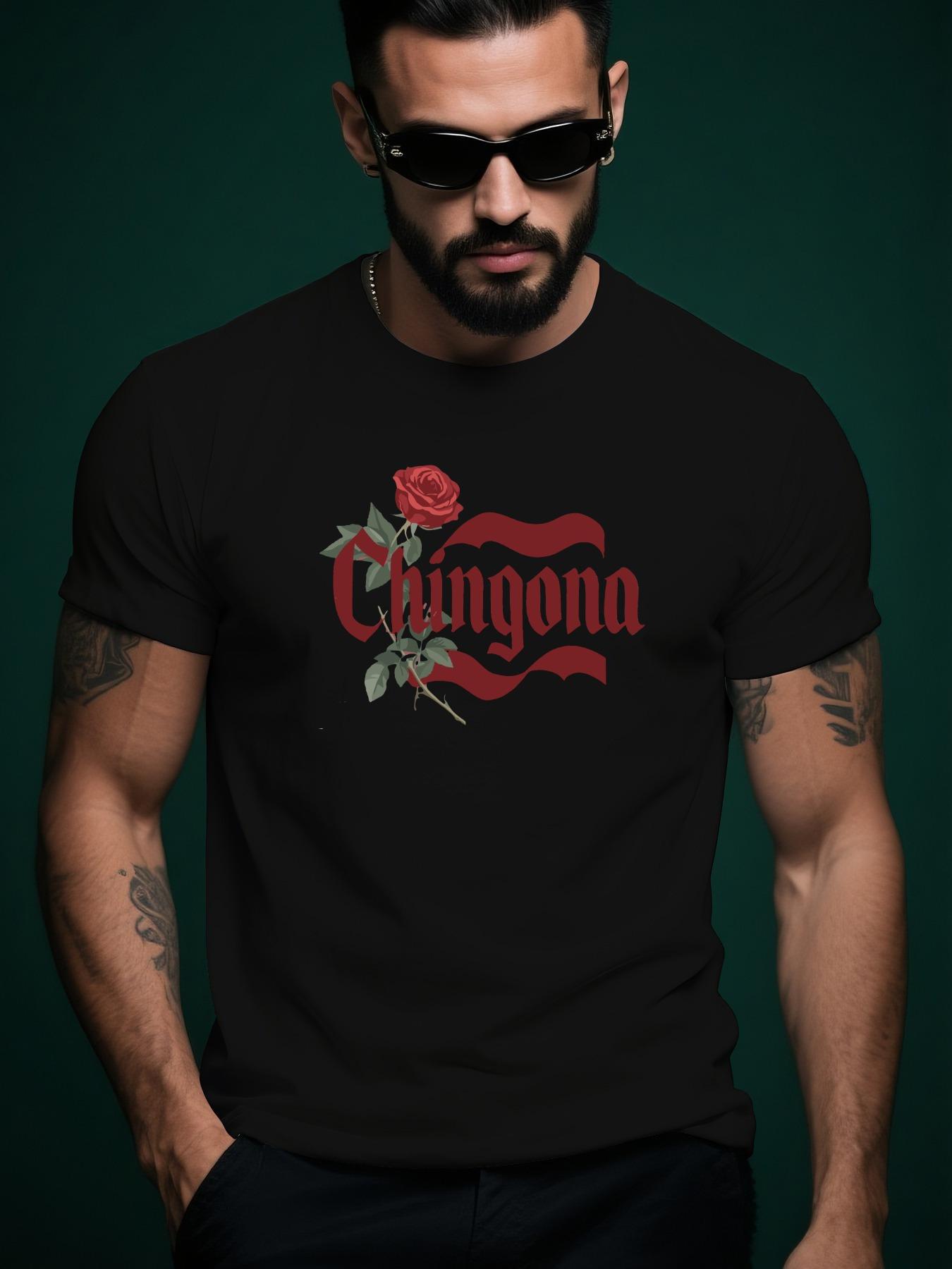 Short Sleeve Tshirt - Red Rose Gothic Text Graphic Print XXL
