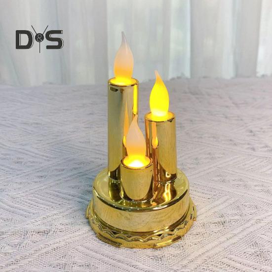 LED-Flammenlose Kerze, elektronisches Kerzenlicht, flammenlose Stumpenkerze, Trio-Tischkerzenlicht für Feiertage, Hochzeiten, Partys, Tafelaufsatz
