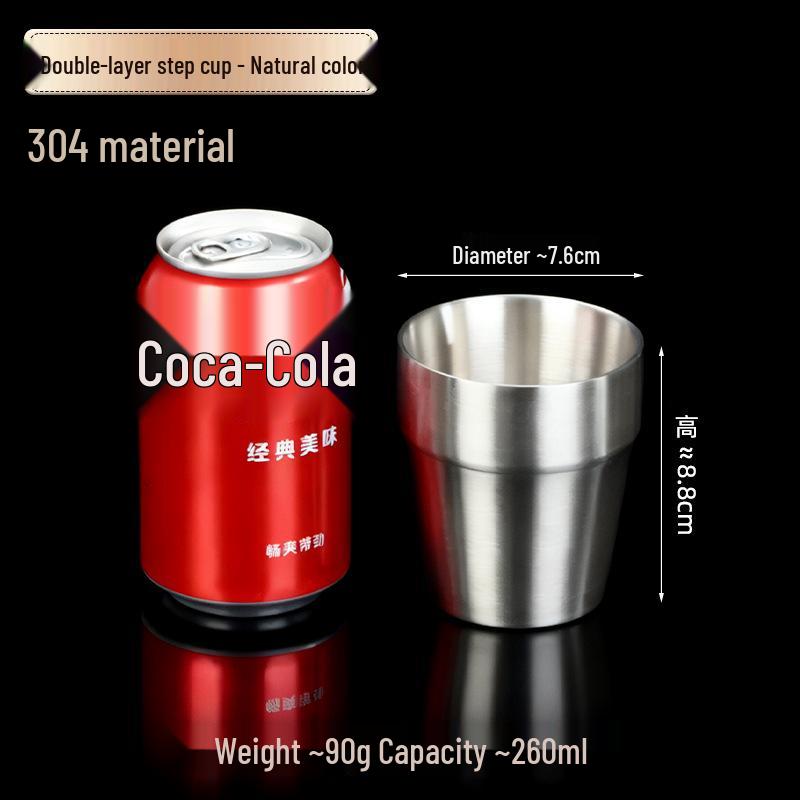 Korean Industrial Style 304 Stainless Steel Double-Walled Gold Beer Mug and Tea Cup