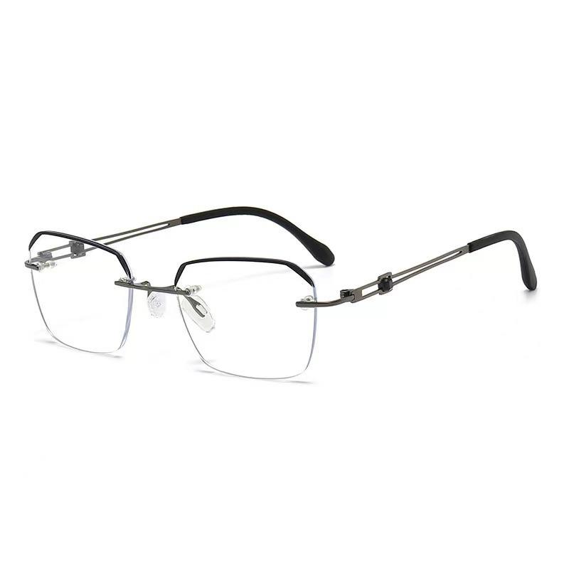 Anti-Blue Reading Glasses Fashion High Definition Metal Frameless Sven Reading Glasses Business Temperament Men
