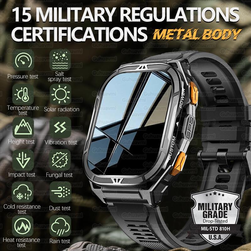 New Military GPS Smartwatch Men 10ATM IP69K Waterproof Smart Watch Compass Altimeter Air Pressure 530mAh Bluetooth Call Watches