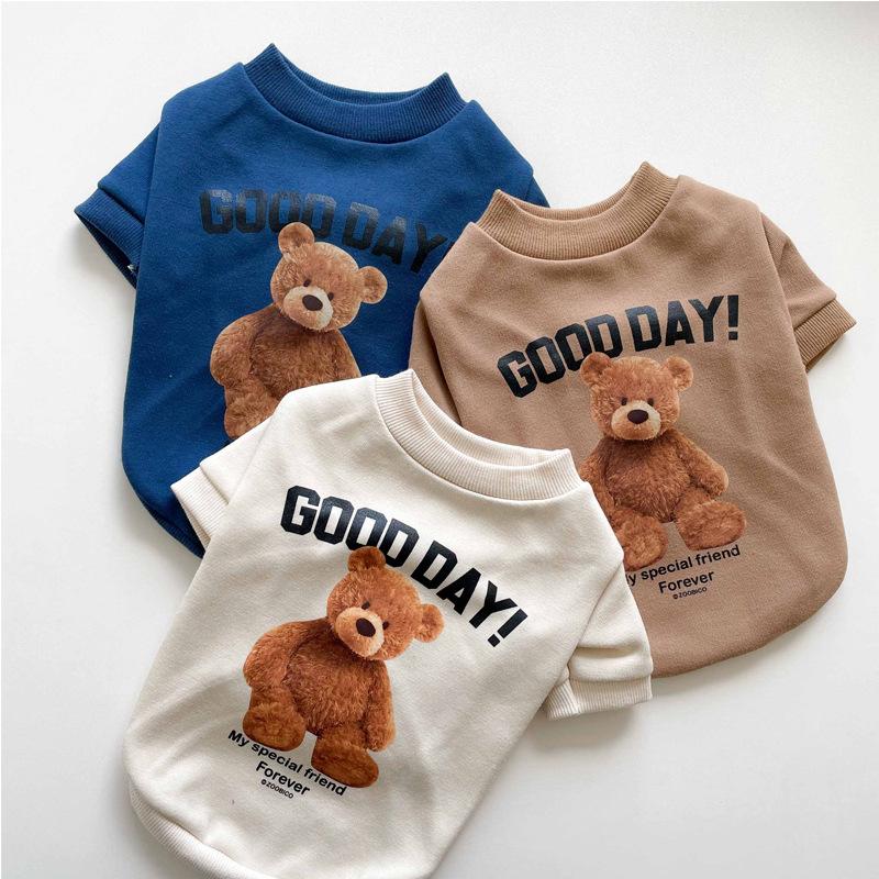 Autumn Thin Dog Clothes for Small Dogs Bear Print Pet Shirt Puppy Sweatshirt Chihuahua French Bulldog Clothing Cat Dog Costume