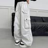 Girls' Wide-Leg Cotton Work Pants with Big Pockets - Autumn 2026 Style for Medium to Large Children, Casual Straight-Leg Long Pants