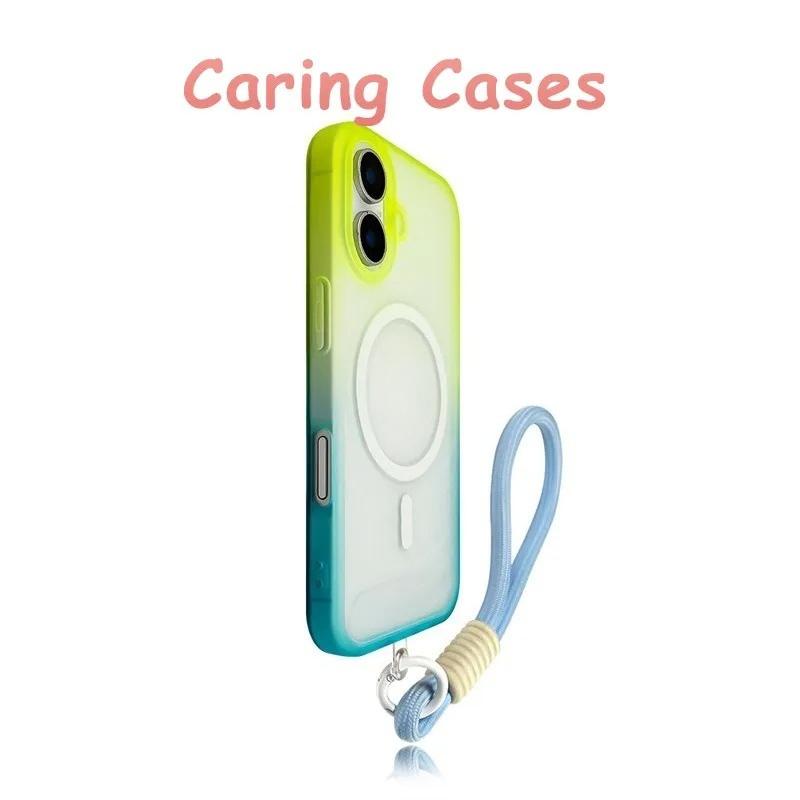 

For iPhone 17 Pro Max Case Blue Pink Gradient Ripple MagSafe Matte Compatible with iPhone 16 15 14 13 12 iPhone 16 Pro