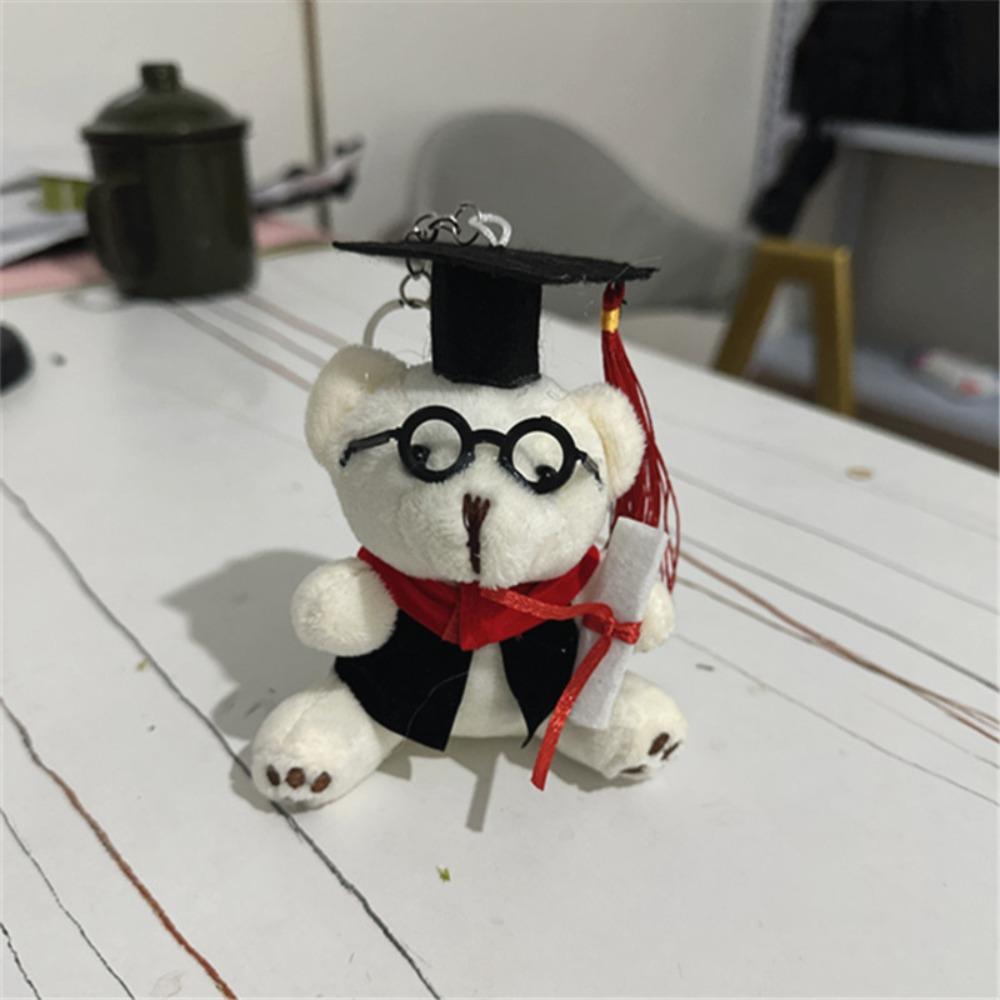 12cm Glasses Bear Doctor Bear Plush Toy Cartoon Bag Hanging Pendants Graduation Gift  Graduation