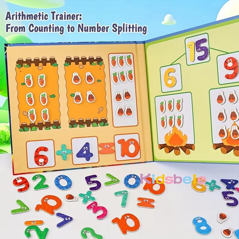 Montessori 3 In 1 Magnetic Math Book Arithmetic Training Plaything Number Counting & Splitting Hands-On Operation Plaything Birthday  Present