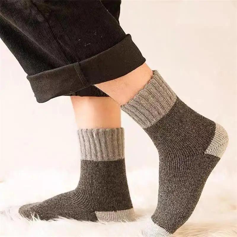 5 Paar/Los Winter Warme Herren Damen Socken Super Dicke Wolle Uni Socken Merinowolle Warm Halten Kältebeständig Schnee Socken EU38-46