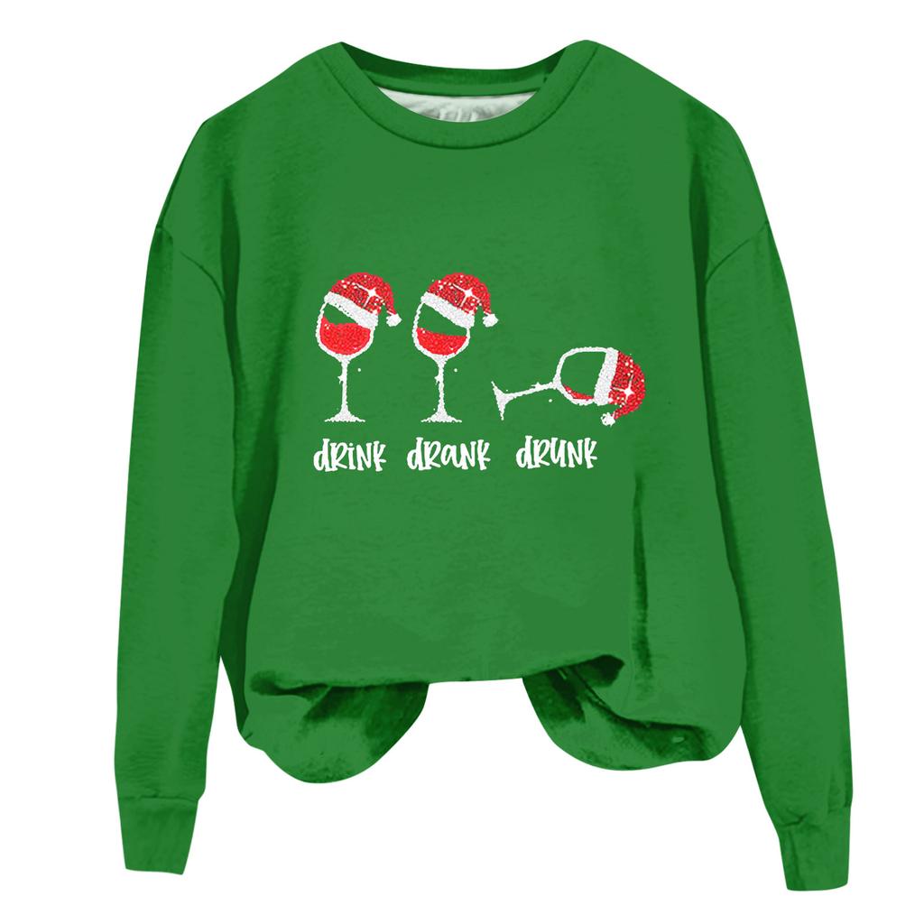 Women's Fashion Printed Long Sleeve Loose Round Neck Sweatshirt Top Fall