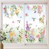 Wondever Summer Flower Window Clings Iris Floral Bird Glass Sticker Decal Anti Collision Double-Side Static Window Decals for Home Glass