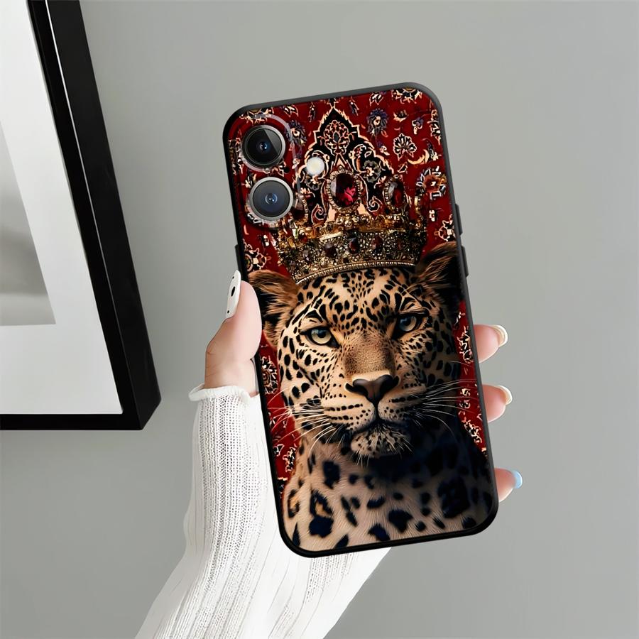 

Black Soft Phone Cover Case for iPhone XS Max 15 16 14 Plus 13 12 11 17 Pro XR 7 8 Air Cool Tiger Snake iPhone 15 Pro Max