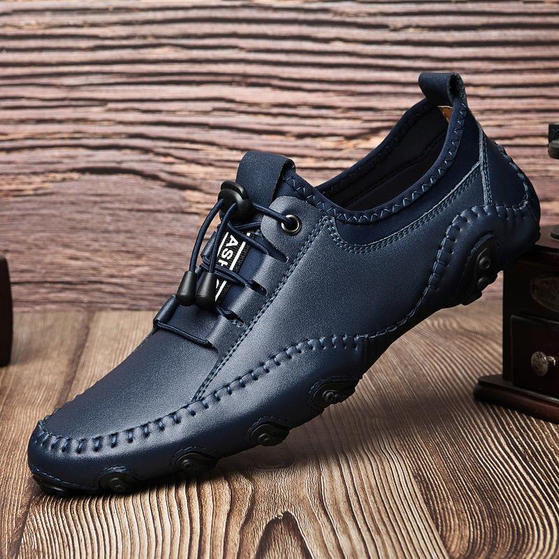 Large Size 454647 New Little White Shoes, White Beanie Shoes, Men's British Breathable Casual Shoes, Soft-soled Driving Lazy Shoes