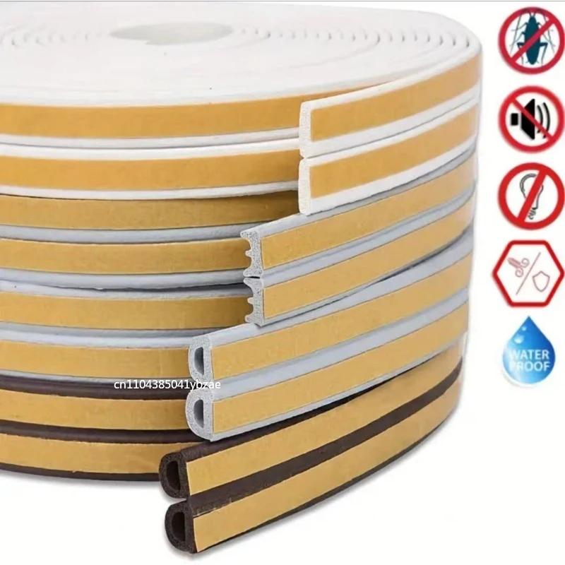 5m/10m D Shape Window Seal Strip 4 Colors Self-adhesive Rubber Weather Stripping Door Windproof Insulation Noise Tapes
