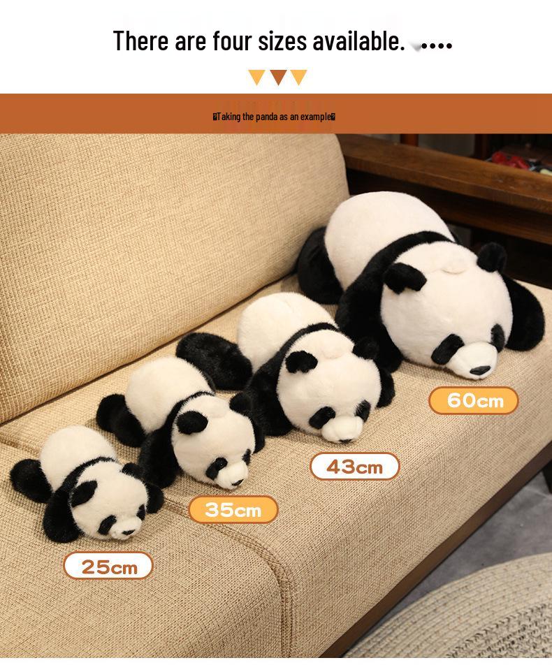 European Mink Velvet Panda Plush Toy - Cute Lying Panda Qizai Doll Figure