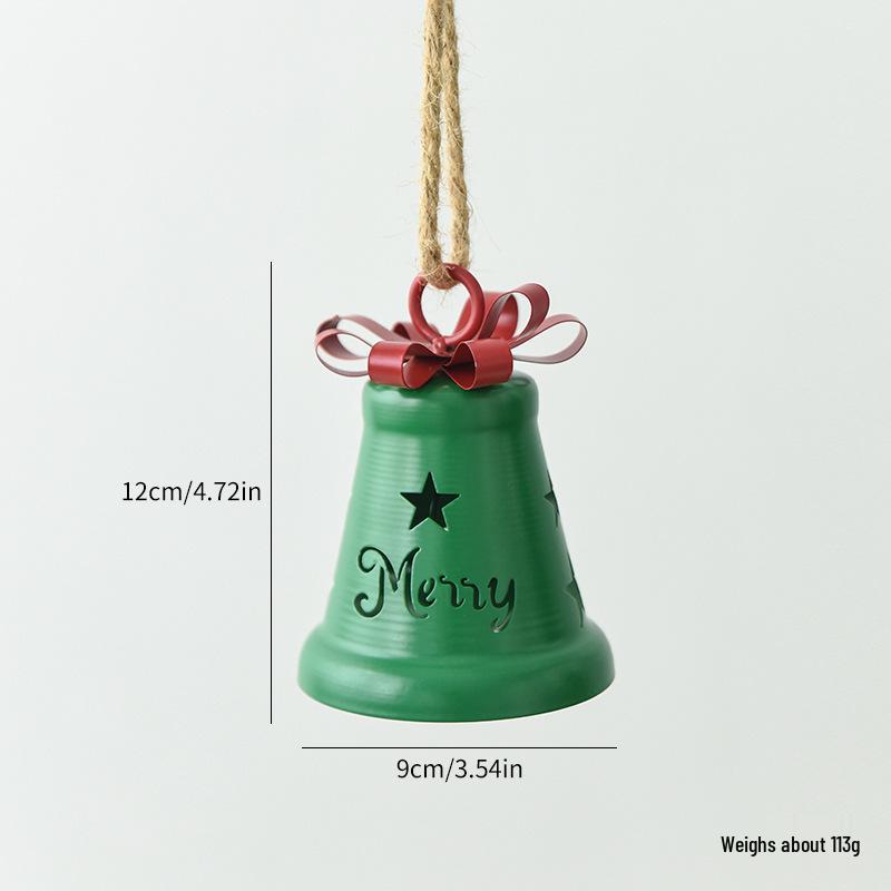 Iron Art Bell with 3D Bow & Hemp Rope - Christmas Tree Ornament & Home Decoration