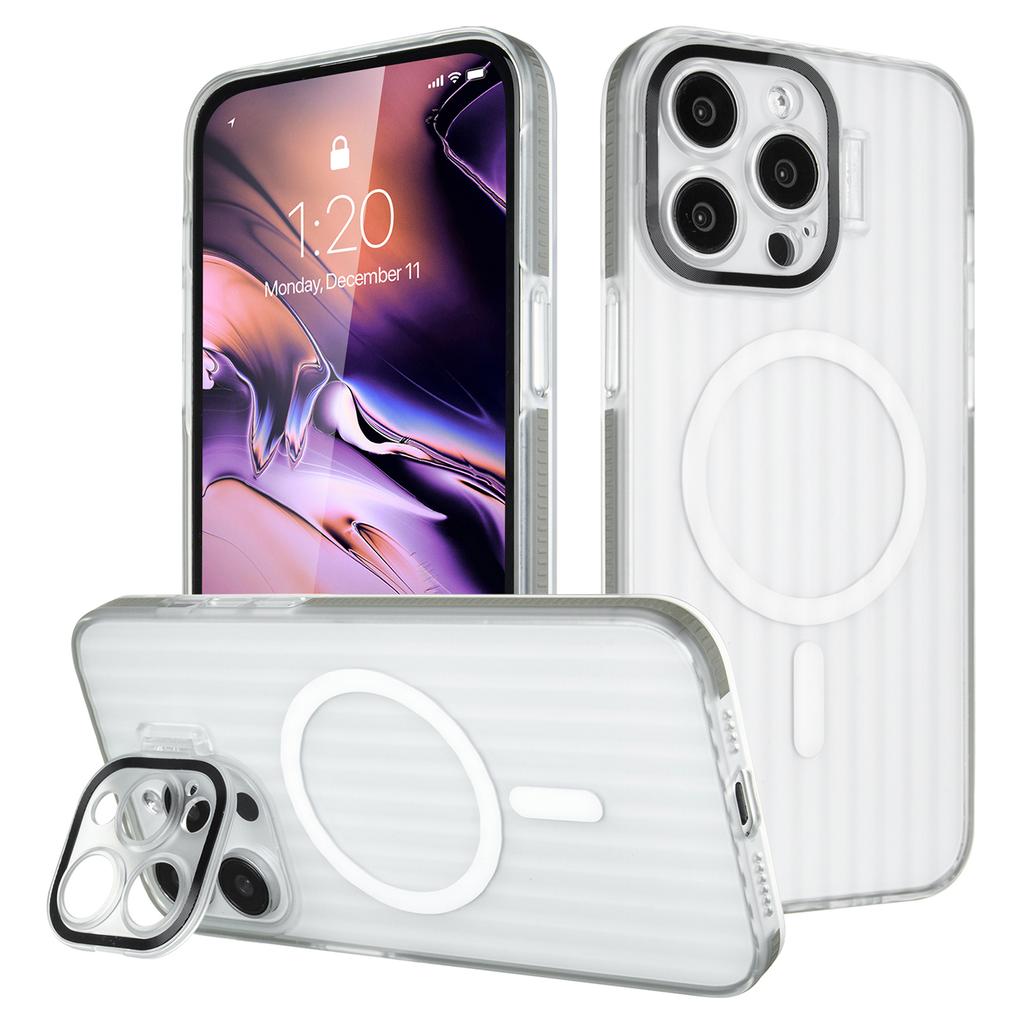 For iPhone 13 Pro Case Compatible with MagSafe PC+TPU Phone Cover Built-In Lens Kickstand