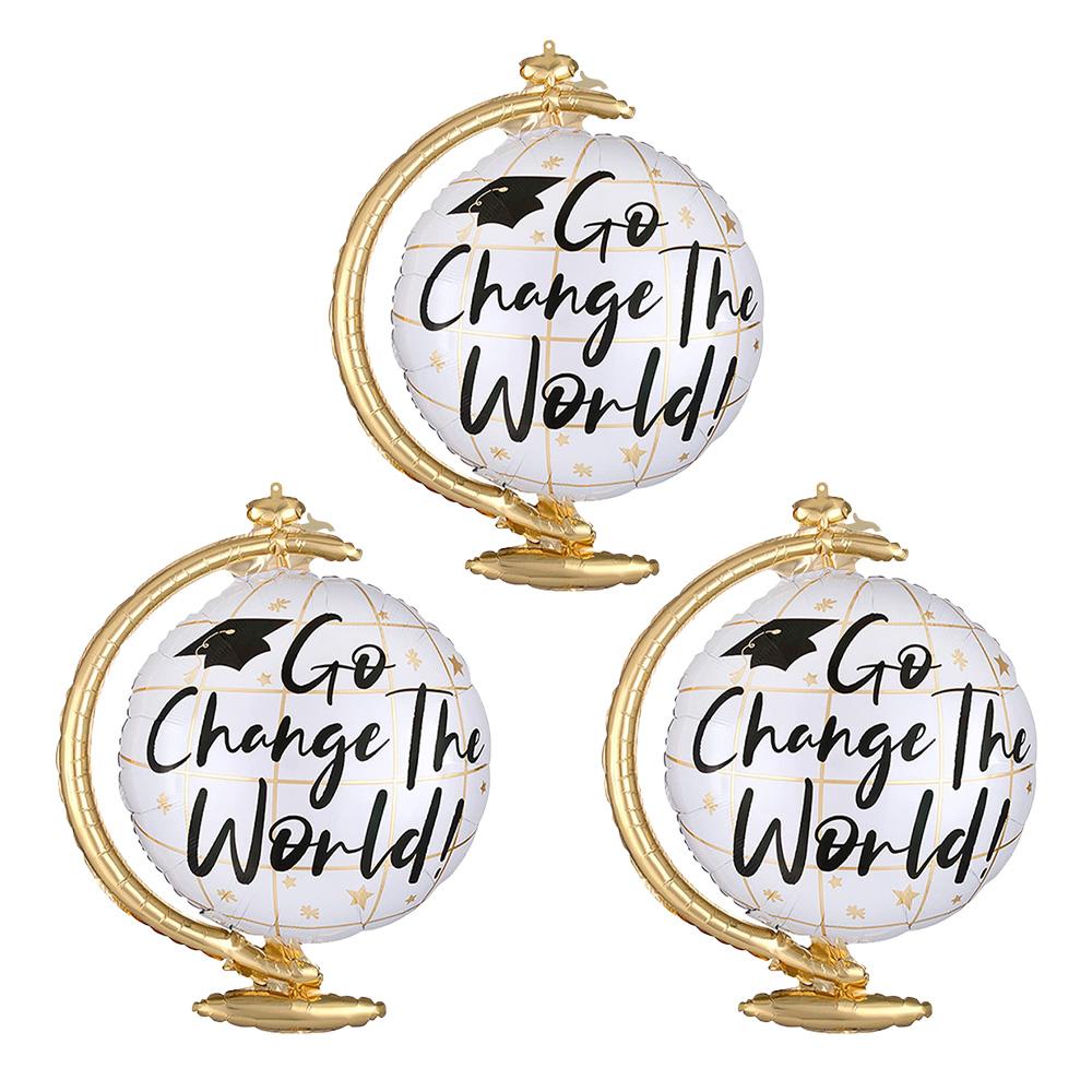 3 Graduation Globes, Aluminum Foil Balloons, Suitable for Graduation Parties, Graduation Season, Back-To-School Season, and Event Atmosphere Other
