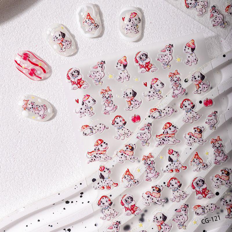 

Cyansea 6D Dalmatian Dog Nail Art Stickers: Winter DIY Embossed Cartoon Puppy Theme CG-121 Small Dog Theme Park