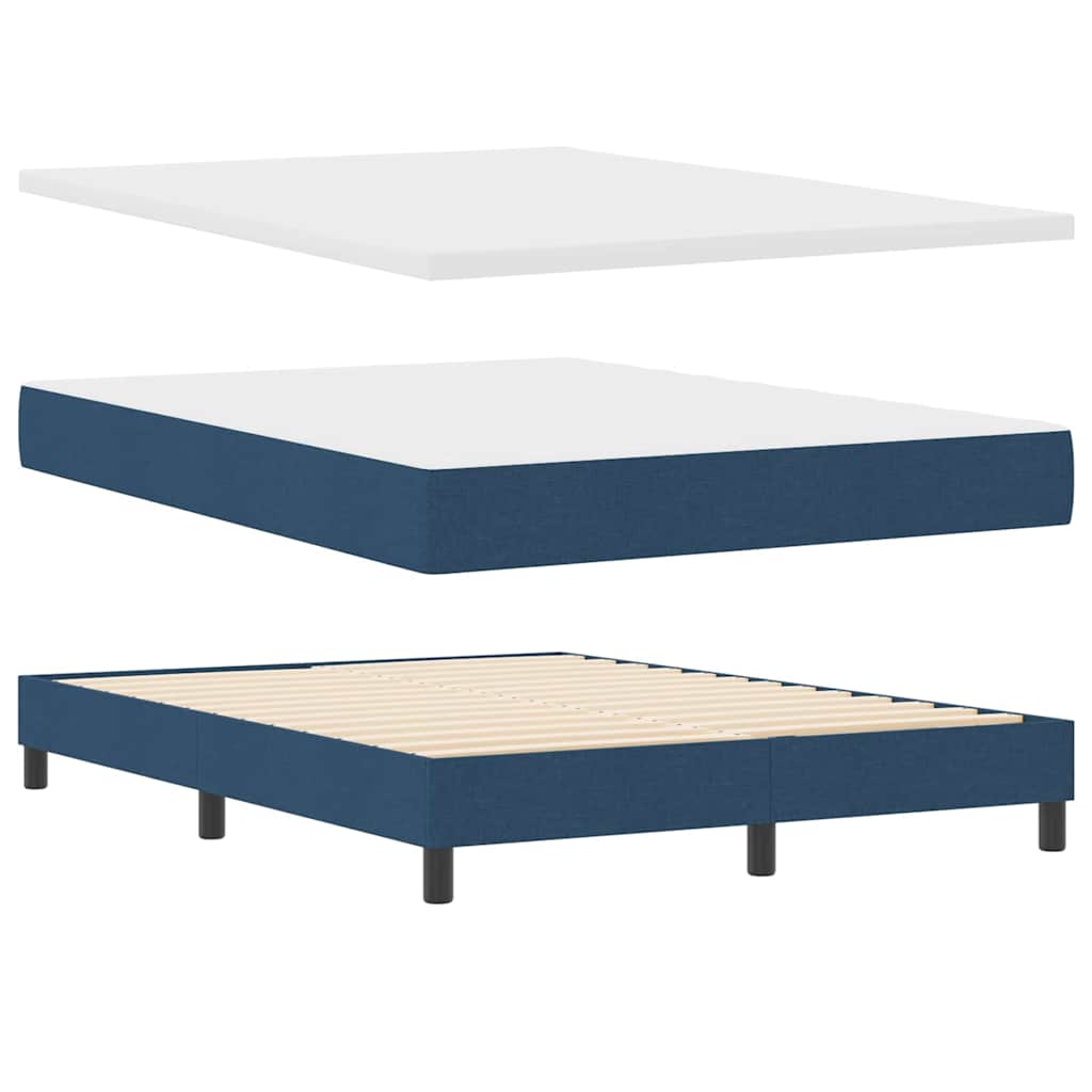 Box Spring Bed with Headboard Blue 160 X 200 Cm Fabric