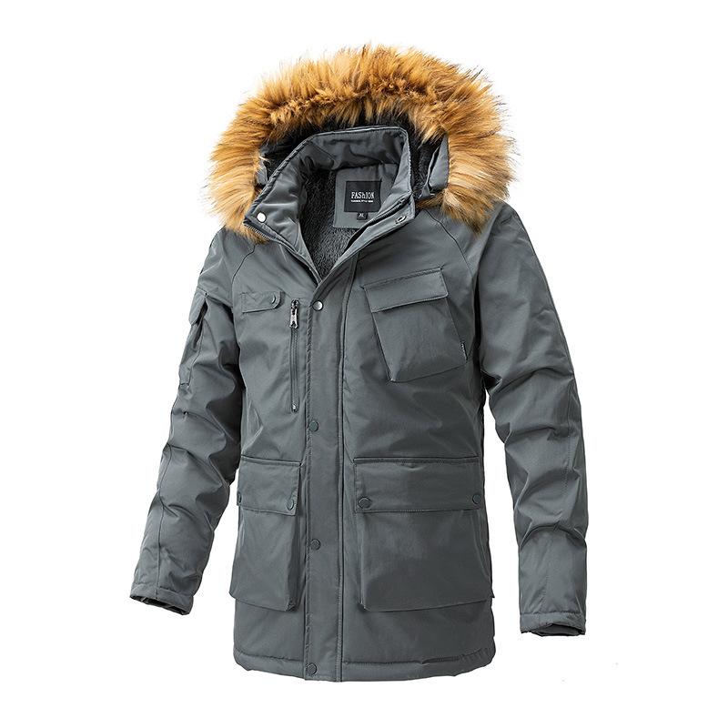Pure cotton jacket men's autumn and winter thickened cotton-padded jacket loose casual medium and long cotton-padded jacket men's jacket