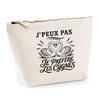 Beige Pencil Case I Can't I Prefer Swans I Can't Minimalist | 3 L Cotton Toiletry Bag with Metal Zip and Base