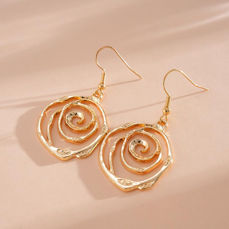 Europa und Amerika Metall Spiral Haken Ohrringe für Damen Persönlichkeit Kreisförmige Hohl Ohrringe Gothic Party Schmuck Geschenke